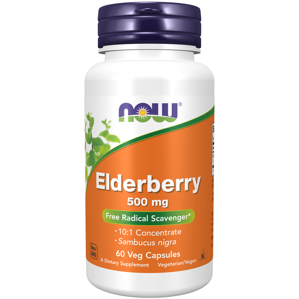 NOW Foods Elderberry 500 mg - 60 Veg Capsules / bez czarny 500 mg - 60 kapsułek roślinnych