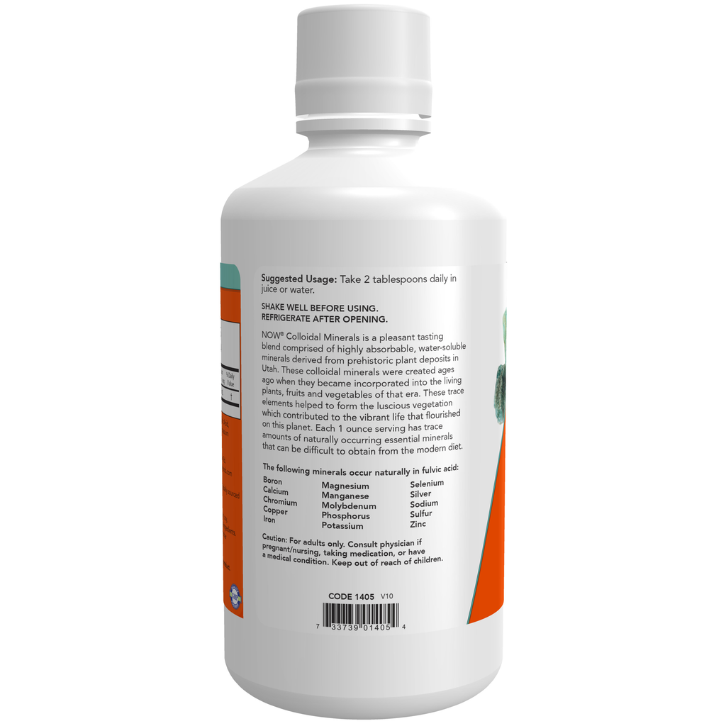 NOW Foods Colloidal Minerals - 32 fl. oz. – Label details / Etykieta producenta