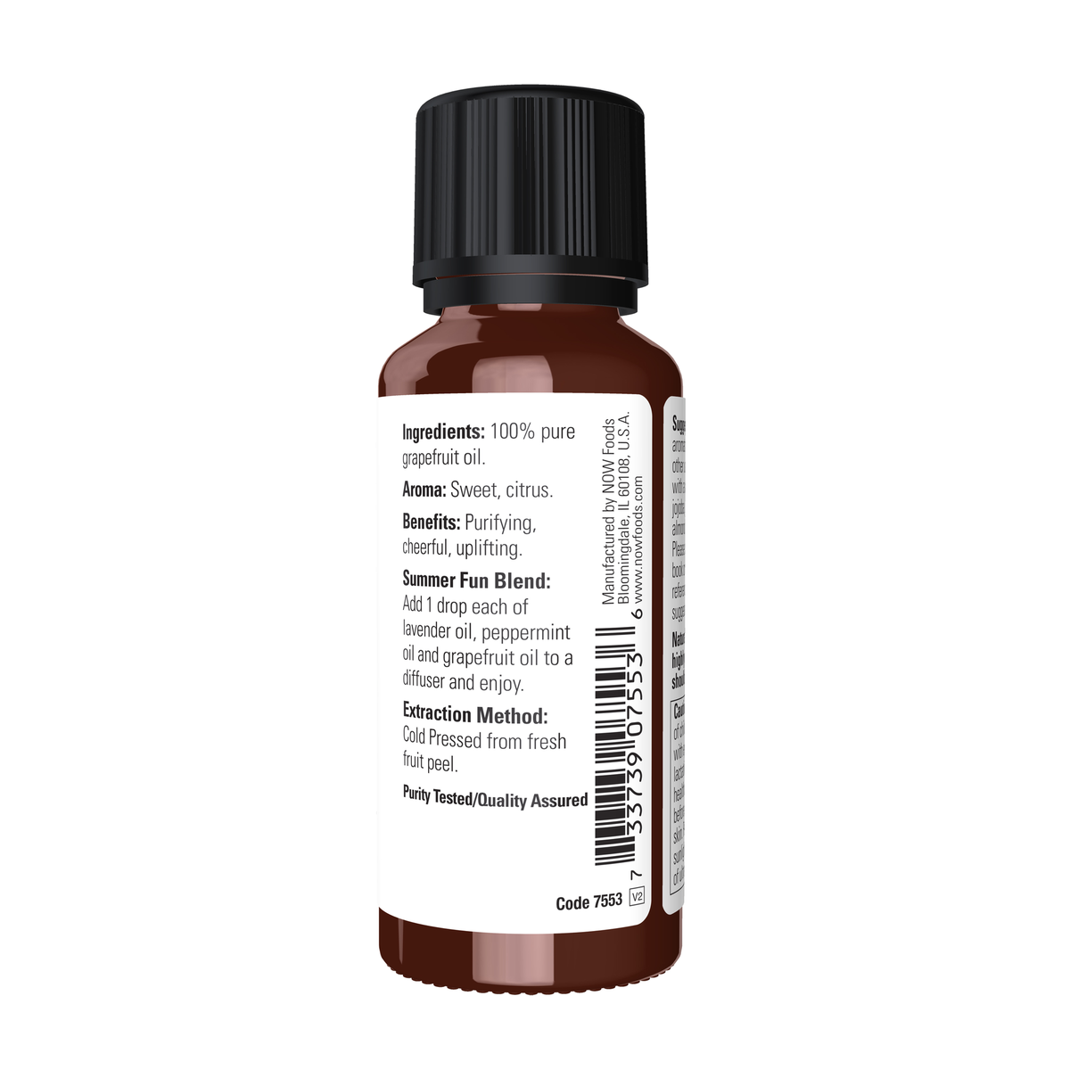 NOW Foods Grapefruit Oil - 1 fl. oz. – Right label / Etykieta producenta