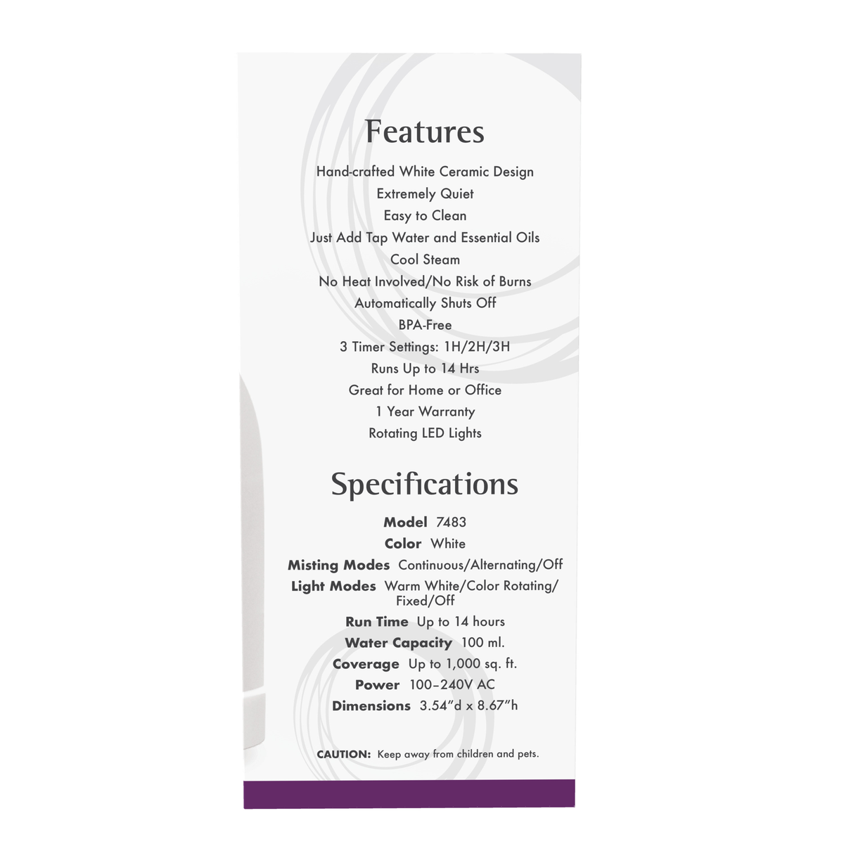 NOW Foods Ultrasonic Ceramic Stone Diffuser – Label details / Etykieta producenta