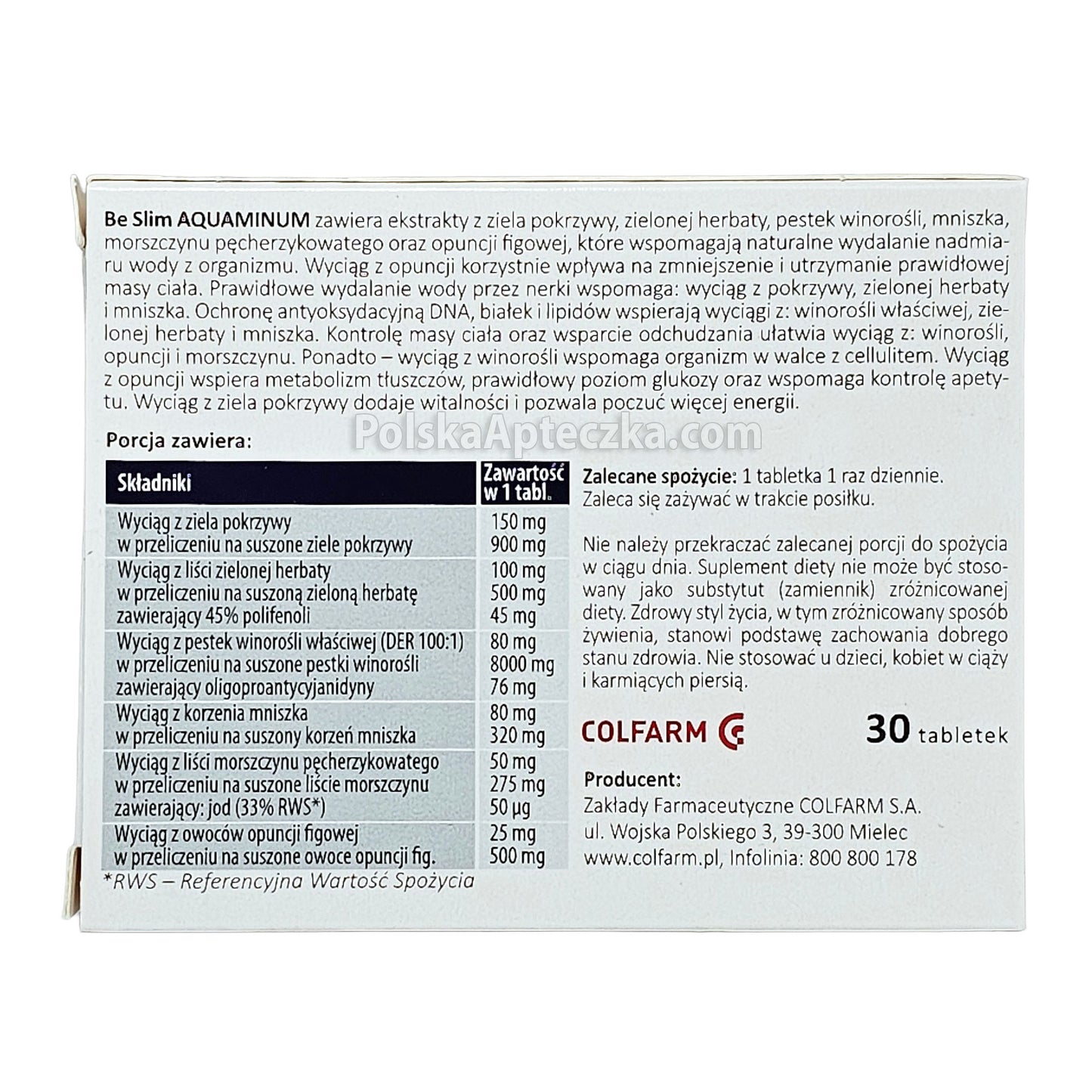 Be Slim Aquaminum tablets