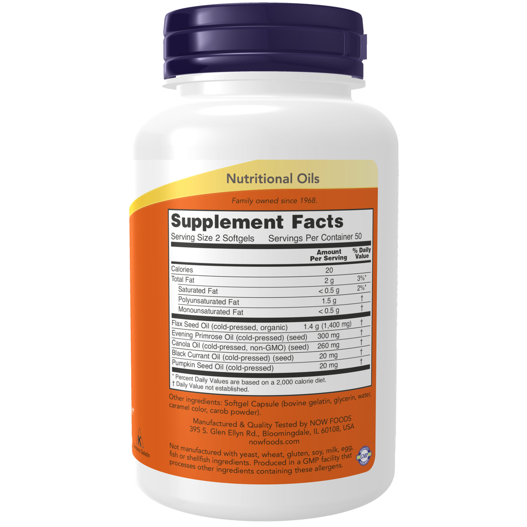 NOW Foods Omega 3-6-9 1000 mg - 100 Softgels – Label details / Etykieta producenta