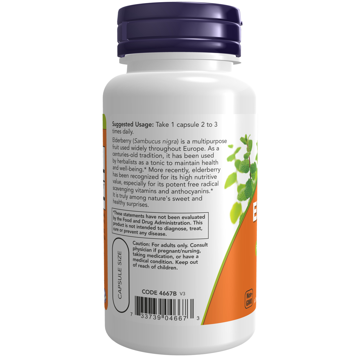 NOW Foods Elderberry 500 mg - 60 Veg Capsules – Label details / Etykieta producenta