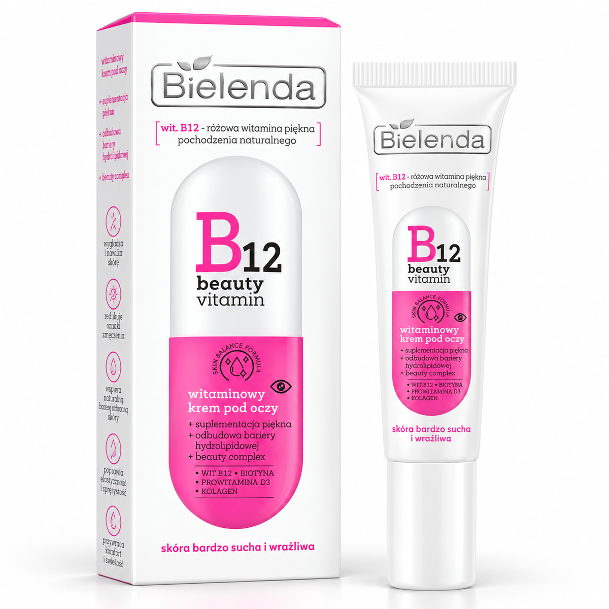 Bielenda B12 Beauty Vitamin Eye Cream, 15 ml | Bielenda B12 Beauty Vitamin – witaminowy krem pod oczy, 15 ml
