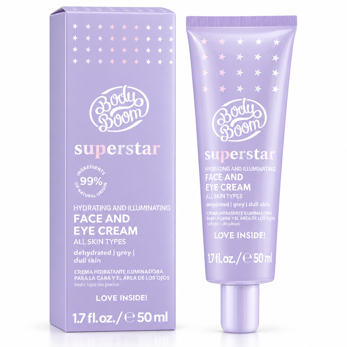 Bielenda BodyBoom Superstar Hydrating Face & Eye Cream, 50 ml | Bielenda BodyBoom Superstar – nawilżający krem do twarzy i pod oczy, 50 ml