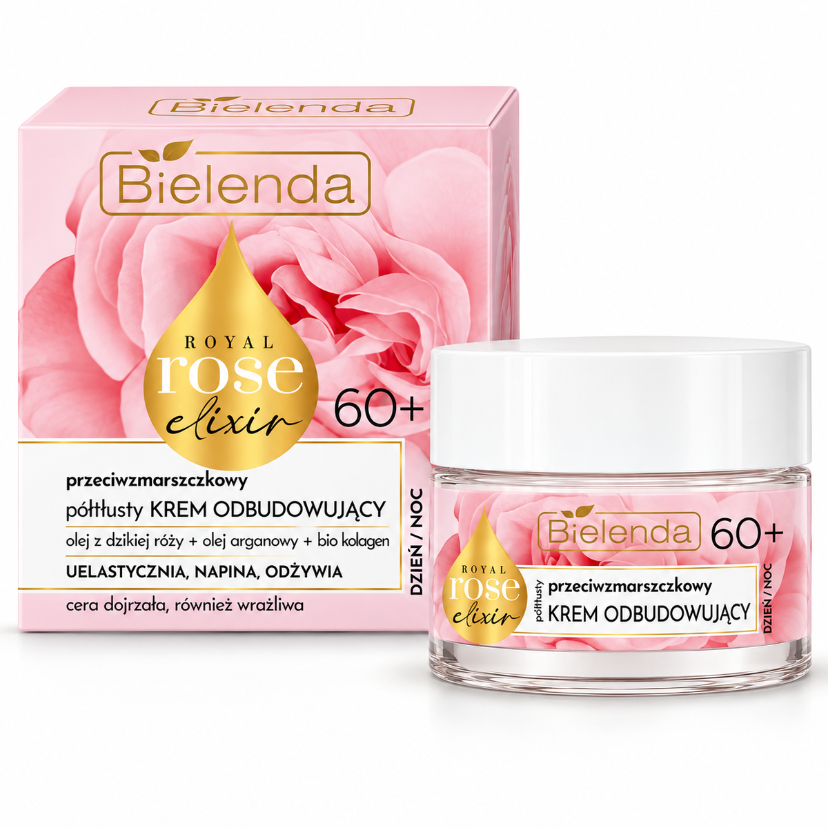Bielenda Royal Rose Elixir 60+ Rebuilding Semi-Rich Cream, 50 ml | Bielenda Royal Rose Elixir 60+ – półtłusty krem odbudowujący, 50 ml