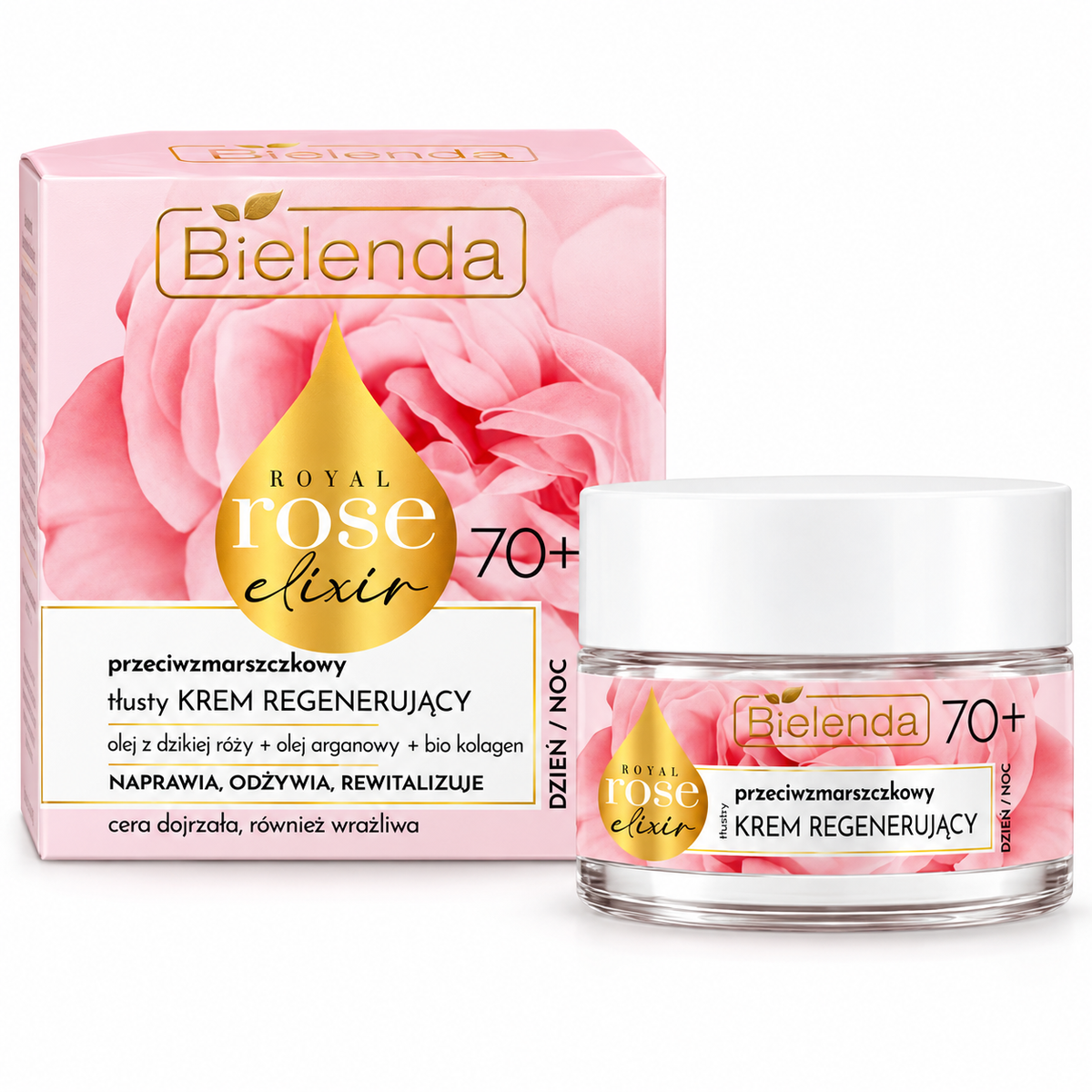 Bielenda Royal Rose Elixir 70+ Rich Regenerating Cream, 50 ml | Bielenda Royal Rose Elixir 70+ – tłusty krem regenerujący, 50 ml