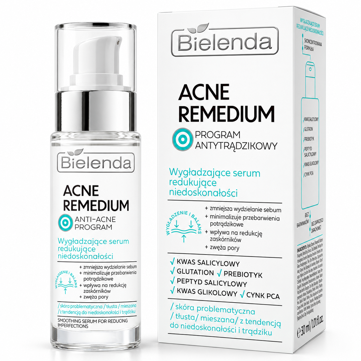 Bielenda Acne Remedium Smoothing Blemish-Care Serum, 30 ml | Bielenda Acne Remedium – wygładzające serum do cery z niedoskonałościami, 30 ml