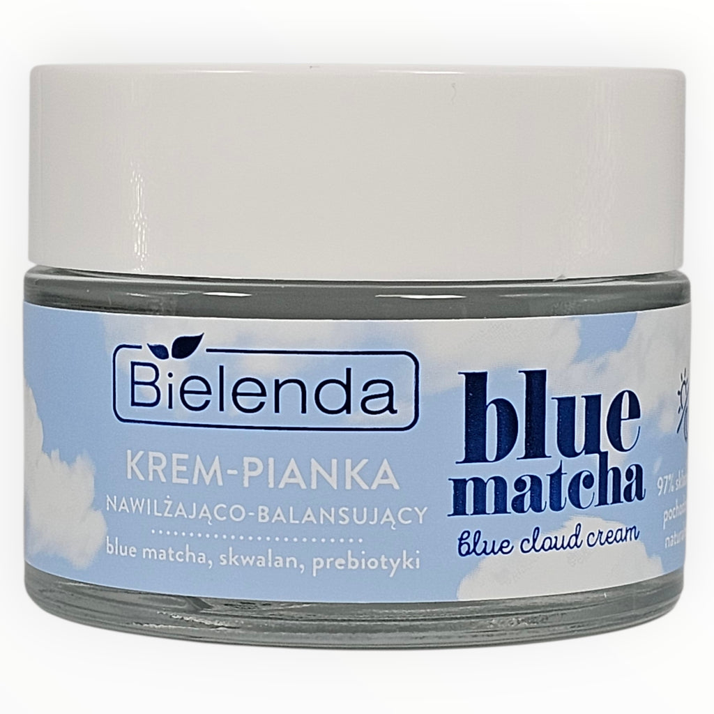 Bielenda Blue Matcha cream jar on a white background