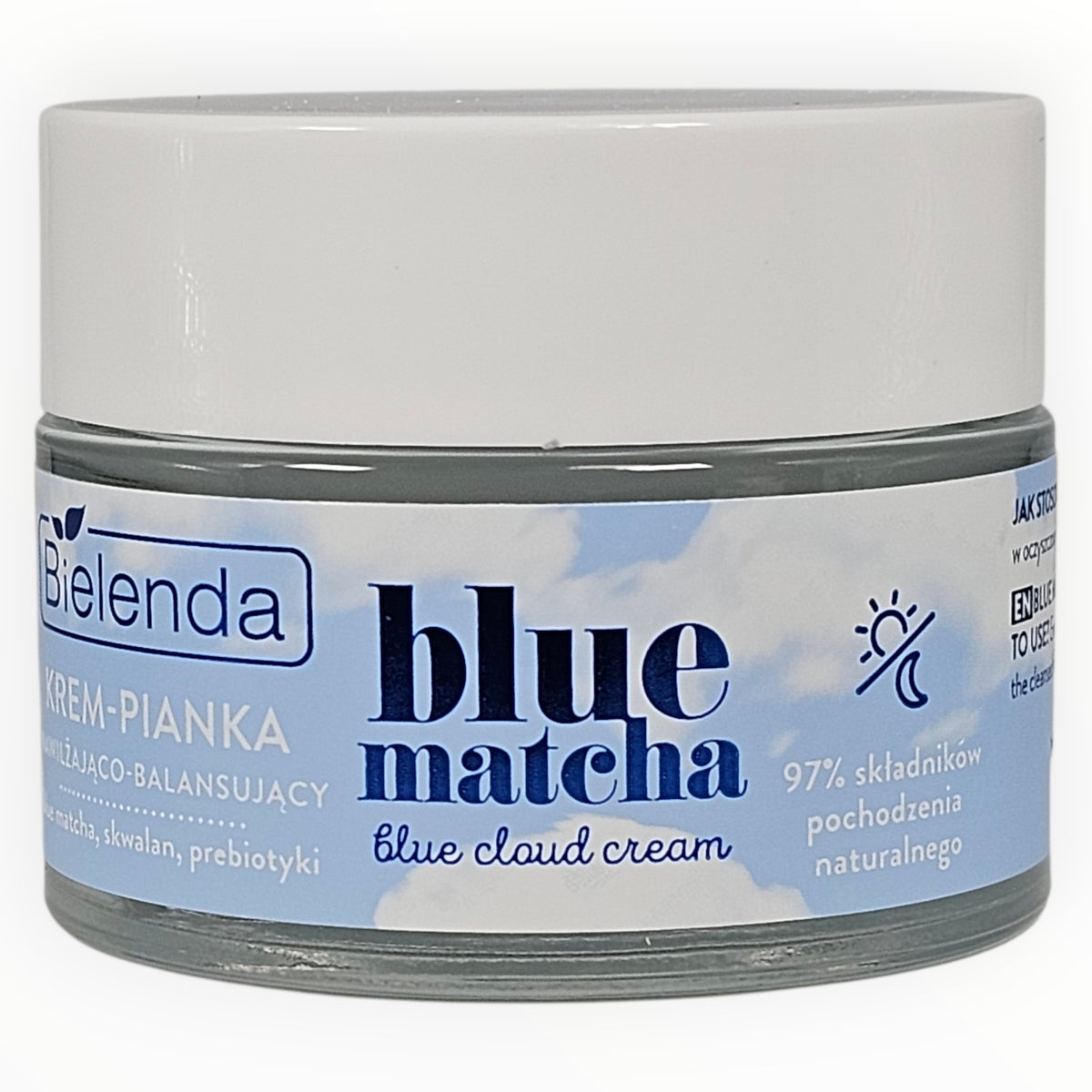 Bielenda Blue Matcha cream jar on a white background