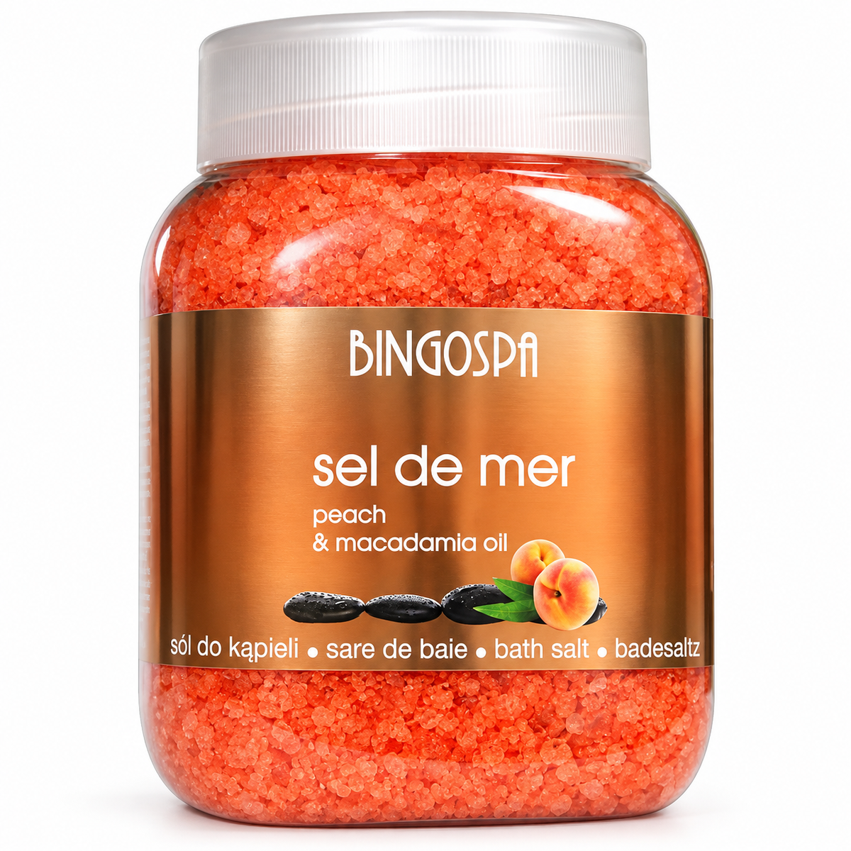 BingoSpa Sel de Mer Peach & Macadamia Bath Salt, 1350 g | BingoSpa – Sel de Mer sól do kąpieli – brzoskwinia i macadamia, 1350 g