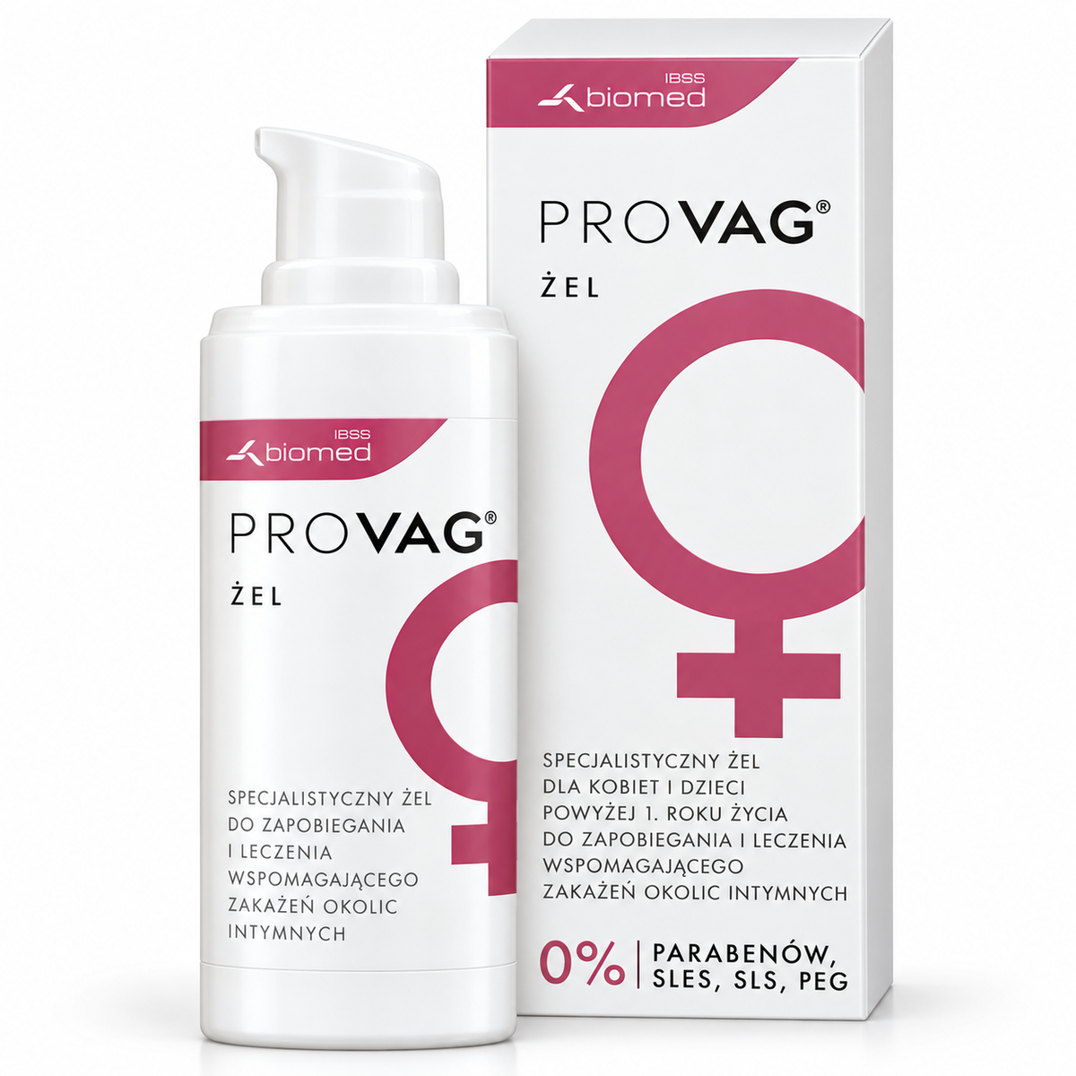 Biomed ProVag intimate care gel 30 g pump bottle and carton | Biomed ProVag żel do pielęgnacji okolic intymnych 30 g