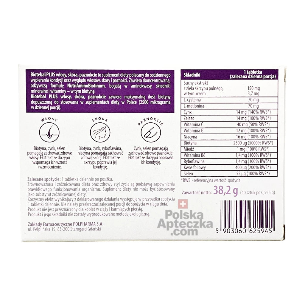 Biotebal Plus – Hair, Skin, Nails Supplement ingredients