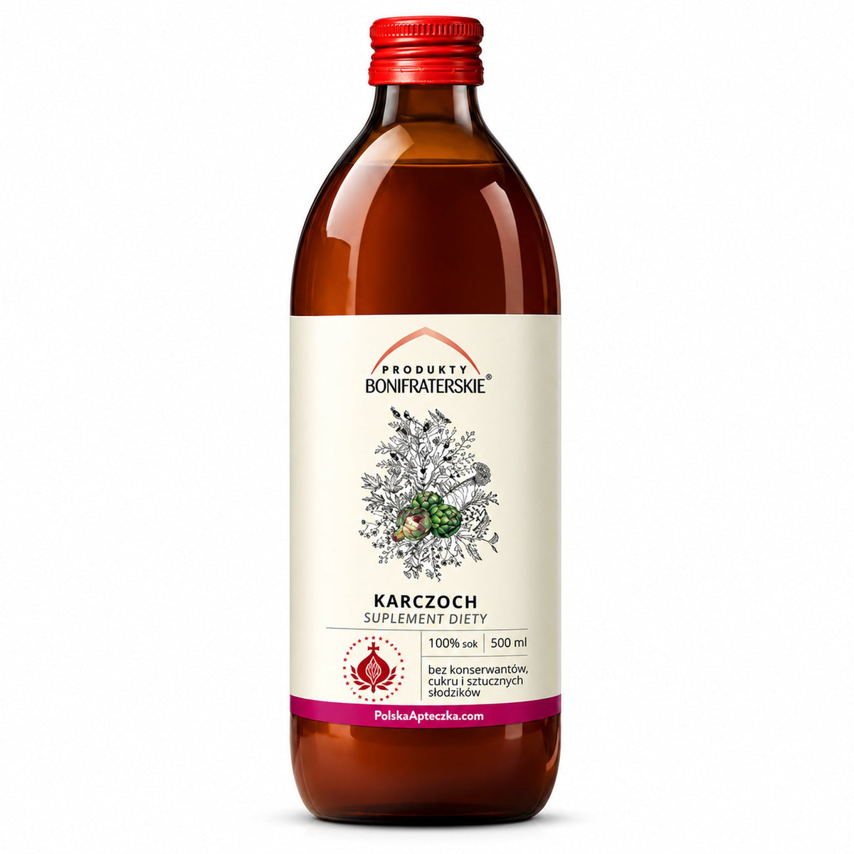 Artichoke Leaf Juice with Vitamin C, 500 ml – Produkty Bonifraterskie / Sok z Liści Karczocha z Witaminą C, 500 ml – Produkty Bonifraterskie