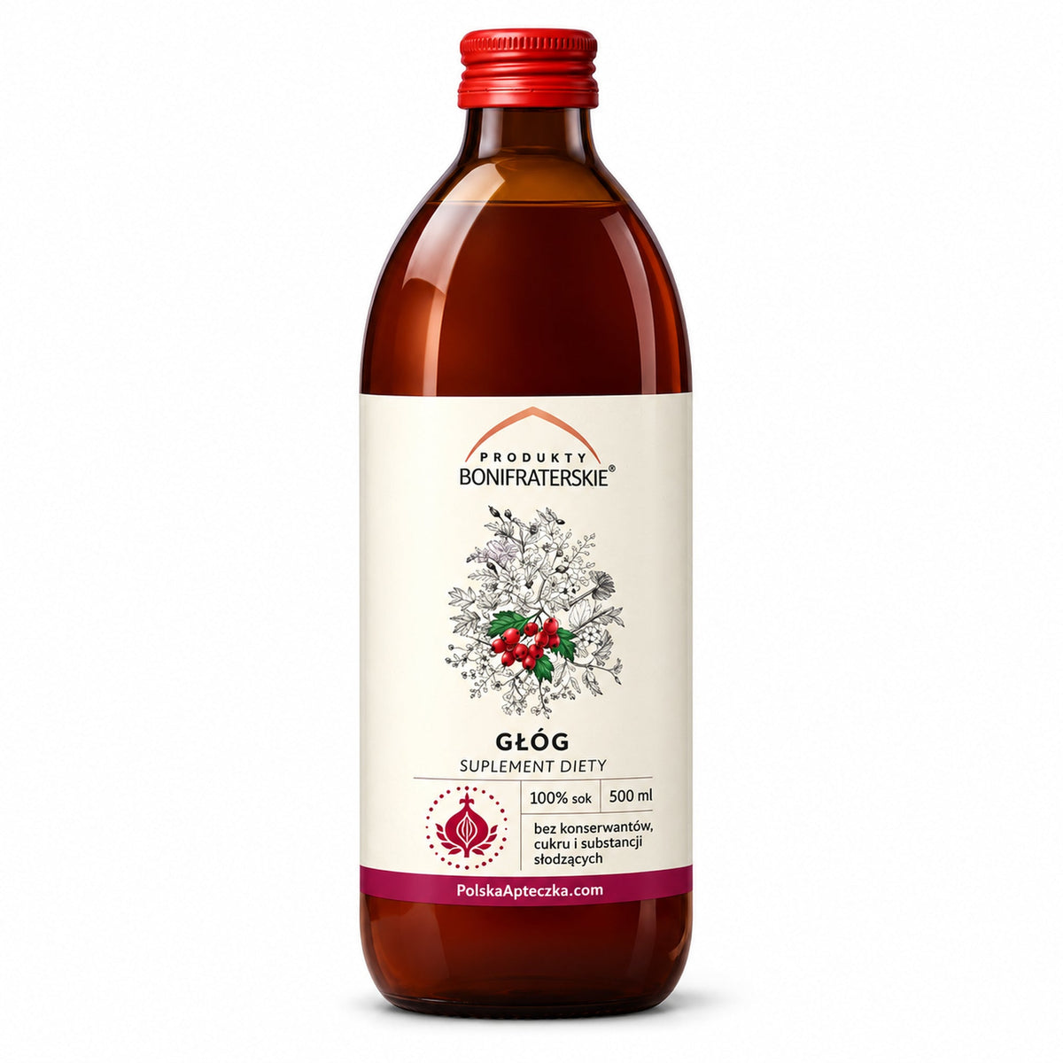 Hawthorn Juice with Vitamin C, 500 ml – Produkty Bonifraterskie / Sok z Głogu z Witaminą C, 500 ml – Produkty Bonifraterskie