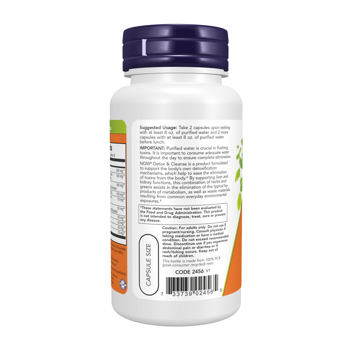 NOW Foods Detox & Cleanse - 90 Capsules – Left label / Etykieta producenta