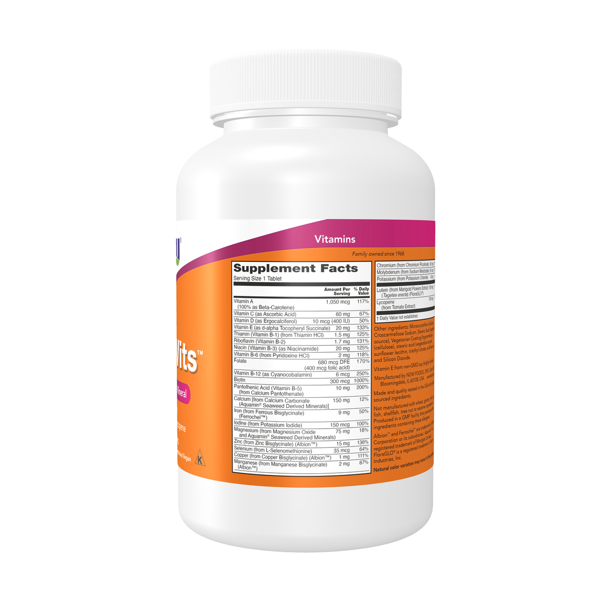 NOW Foods Daily Vits™ - 250 Tablets – Right label / Etykieta producenta