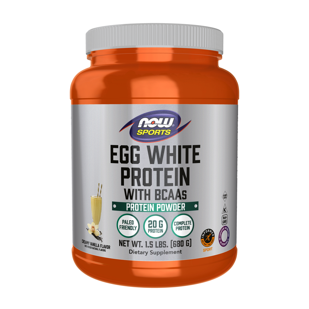 NOW Foods Egg White Protein, Creamy Vanilla Powder - 1.5 lbs. / białko jaja, kremowa wanilia proszek - 1.5 lb
