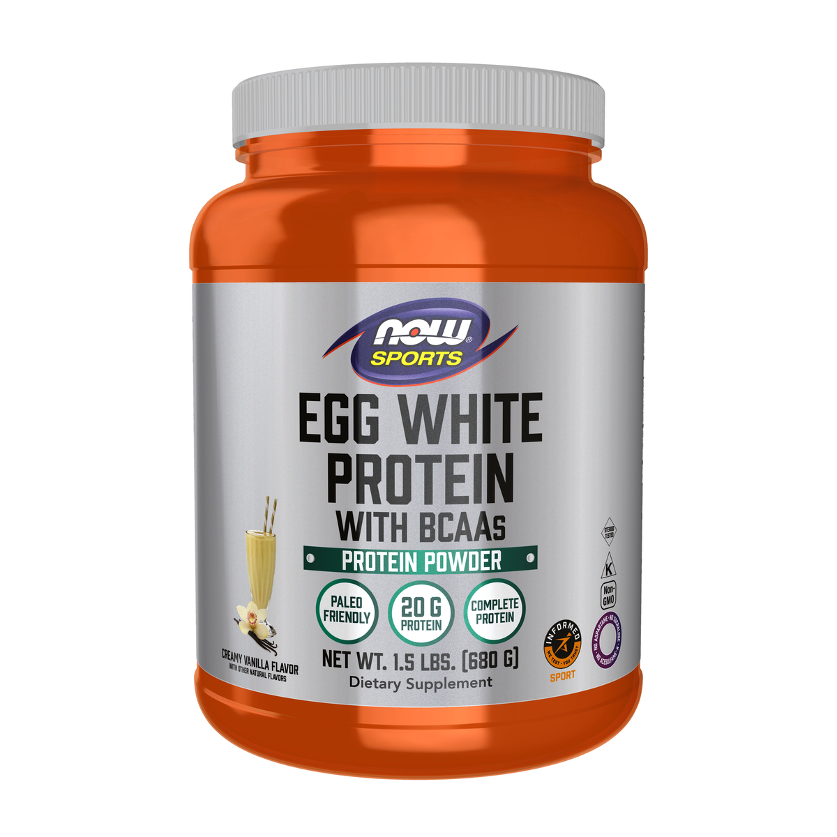 NOW Foods Egg White Protein, Creamy Vanilla Powder - 1.5 lbs. / białko jaja, kremowa wanilia proszek - 1.5 lb