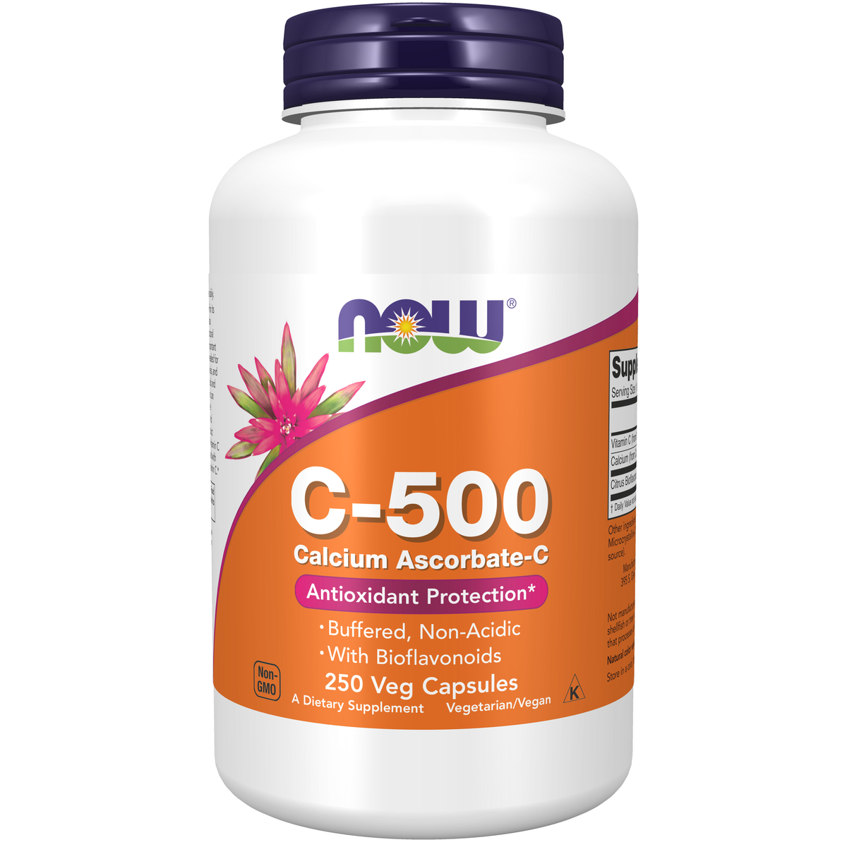 NOW Foods Vitamin C-500 Calcium Ascorbate-C - 250 Veg Capsules / witamina C-500 wapń Ascorbate-C - 250 kapsułek roślinnych