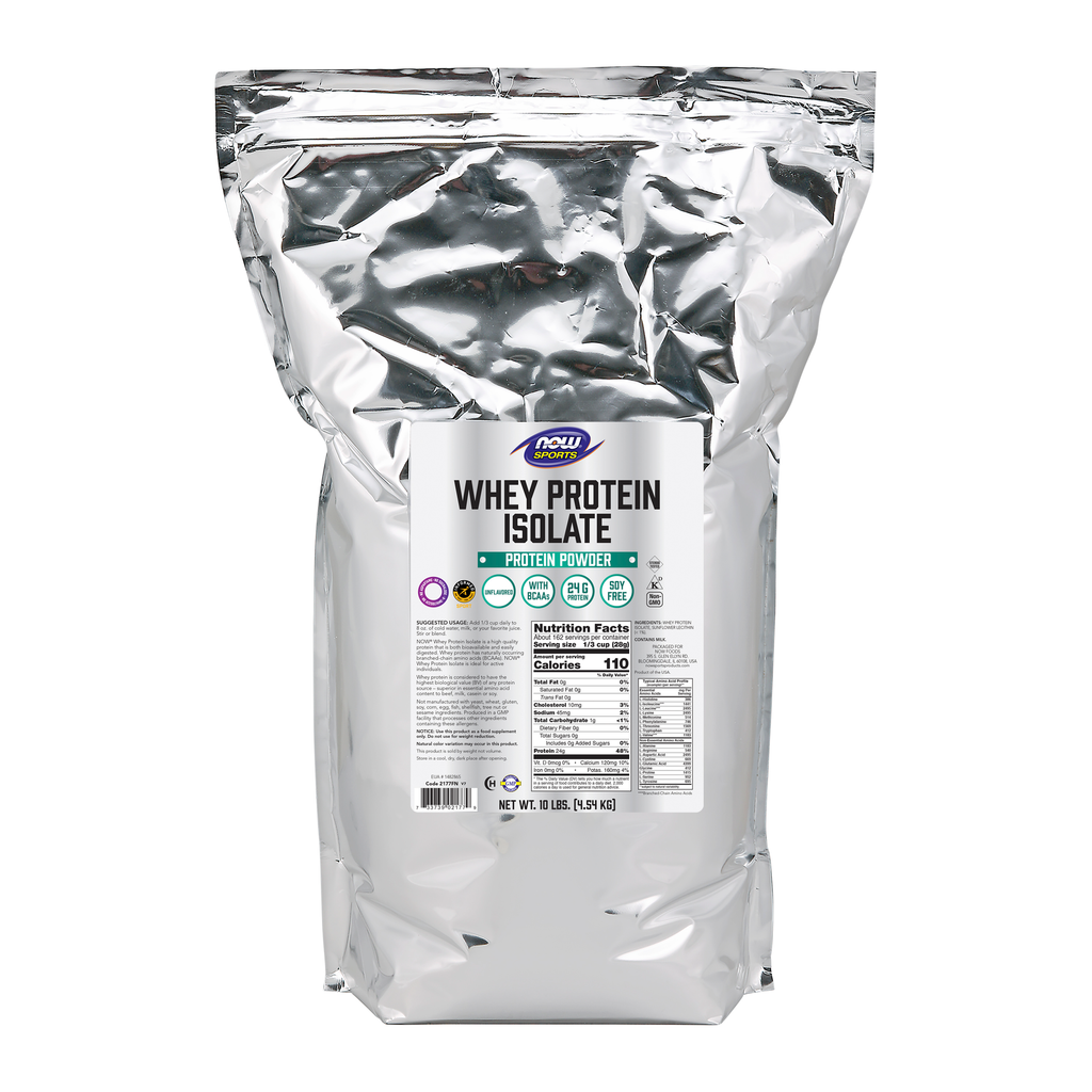 NOW Foods Whey Protein Isolate, Unflavored Powder - 10 lbs. / izolat białka serwatkowego, proszek bez dodatków smakowych - 10 lb