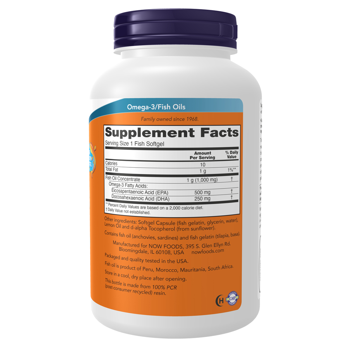 NOW Foods Ultra Omega-3 (Fish Gelatin) - 180 Fish Softgels – Right label / Etykieta producenta