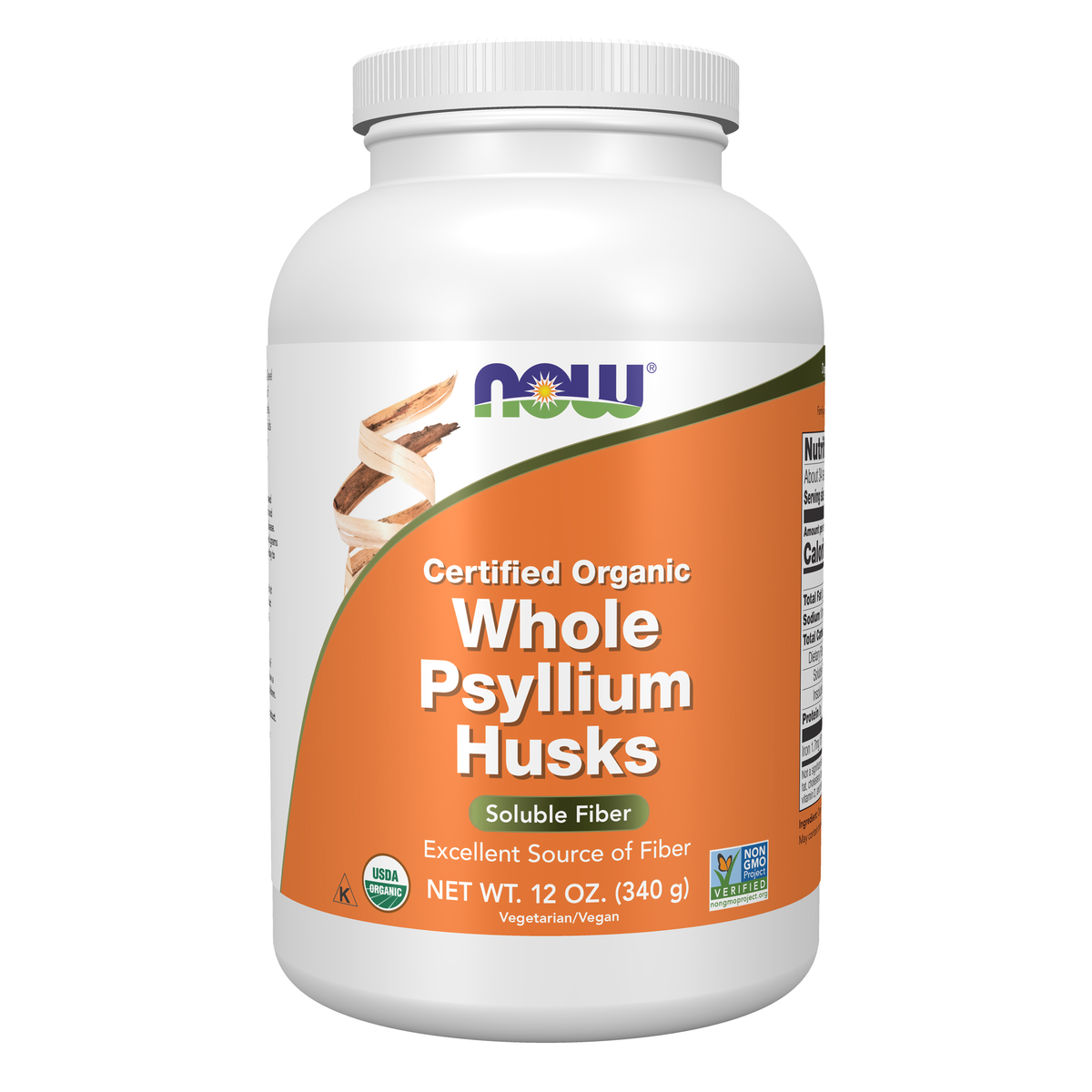 NOW Foods Whole Psyllium Husks, Organic - 12 oz. / cały babka płesznik łuski, produkt ekologiczny - 12 oz.