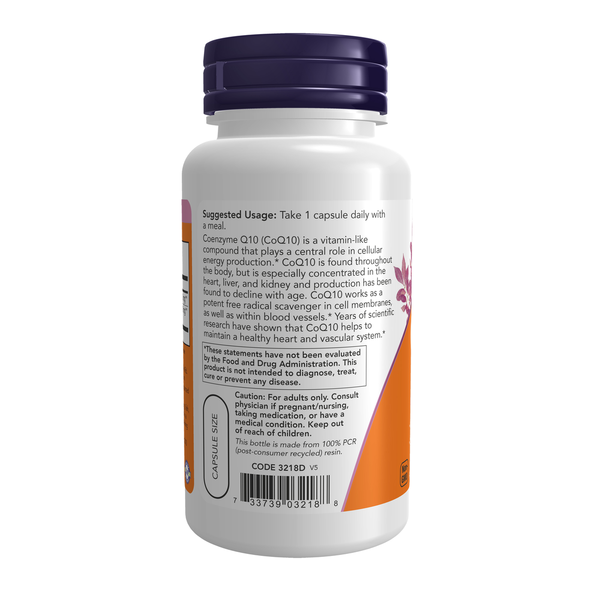 NOW Foods CoQ10 150 mg - 100 Veg Capsules – Left label / Etykieta producenta