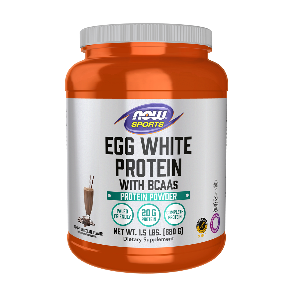 NOW Foods Egg White Protein, Creamy Chocolate Powder - 1.5 lbs. / białko jaja, kremowa czekolada proszek - 1.5 lb