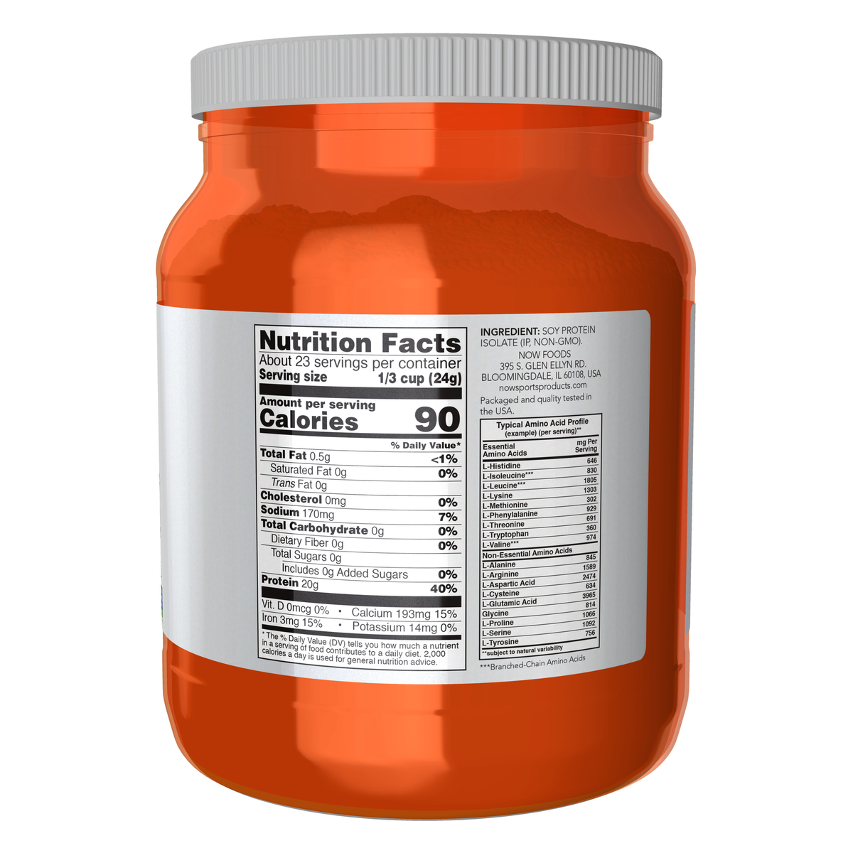 NOW Foods Soy Protein Isolate, Unflavored Powder - 1.2 lbs. – Label details / Etykieta producenta
