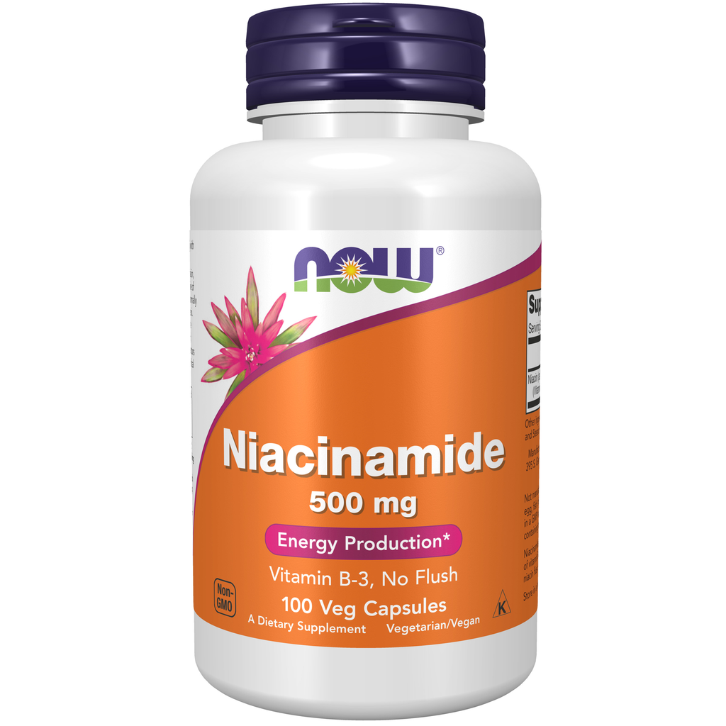 NOW Foods Niacinamide (B-3) 500 mg - 100 Veg Capsules / niacynamid (B-3) 500 mg - 100 kapsułek roślinnych