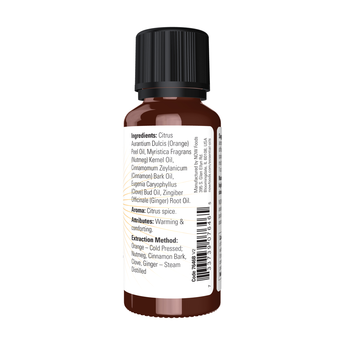 NOW Foods Spiced Cider Fall Oil Blend - 1 fl. oz. – Right label / Etykieta producenta