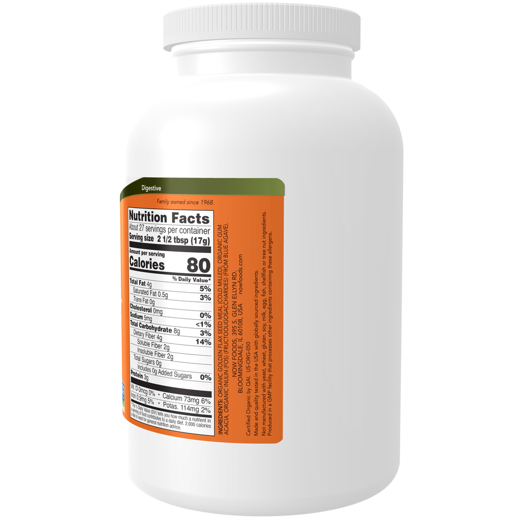 NOW Foods Fiber-3, Organic - 16 oz. – Label details / Etykieta producenta