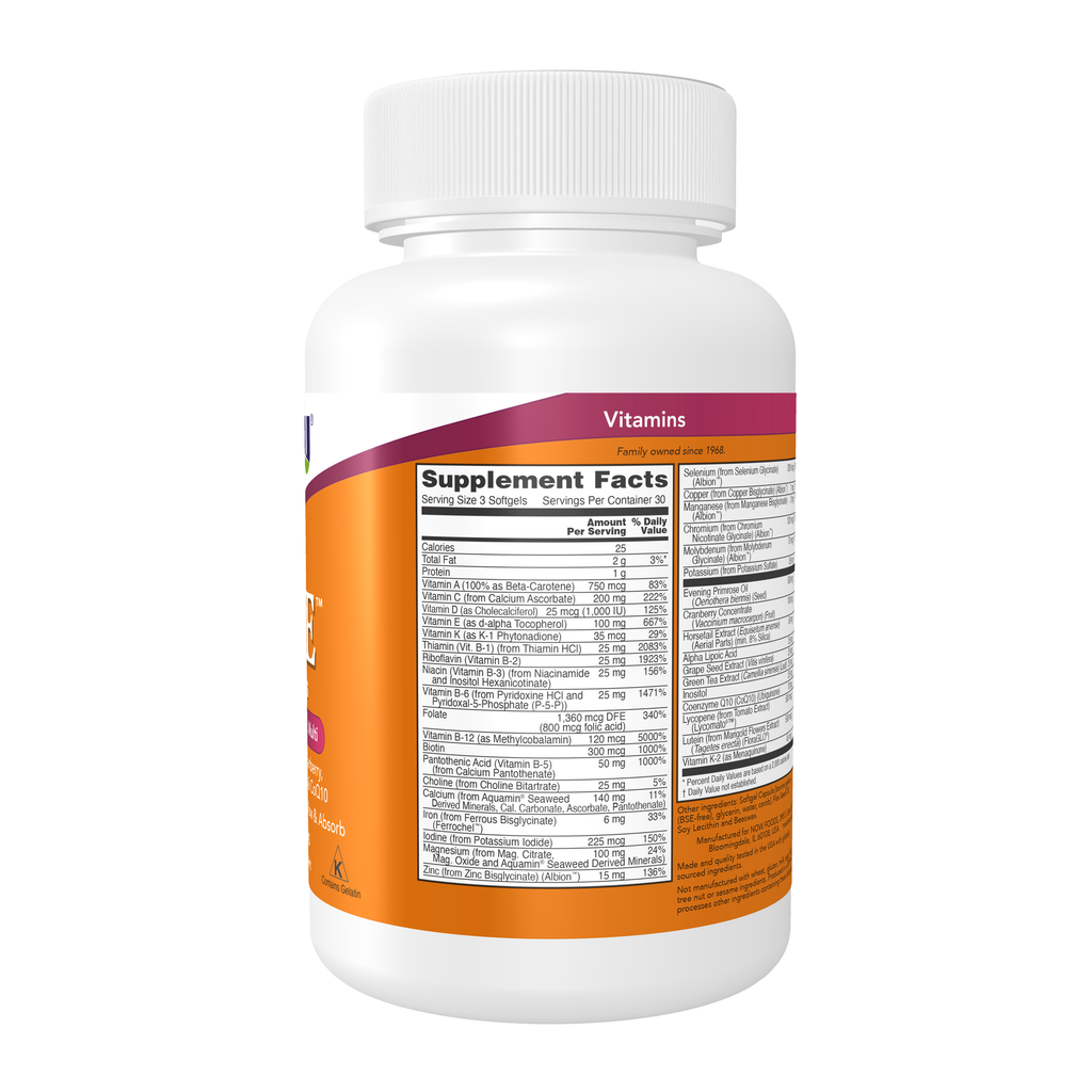 NOW Foods Eve™ Women's Multiple Vitamin - 90 Softgels – Right label / Etykieta producenta