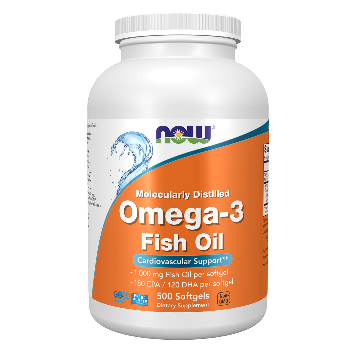 NOW Foods Omega-3 Fish Oil, Molecularly Distilled - 500 Softgels / Omega-3 olej rybi, destylowany molekularnie - 500 kapsułek miękkich