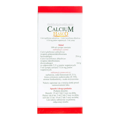Calcium Hasco, syrop o smaku truskawkowym