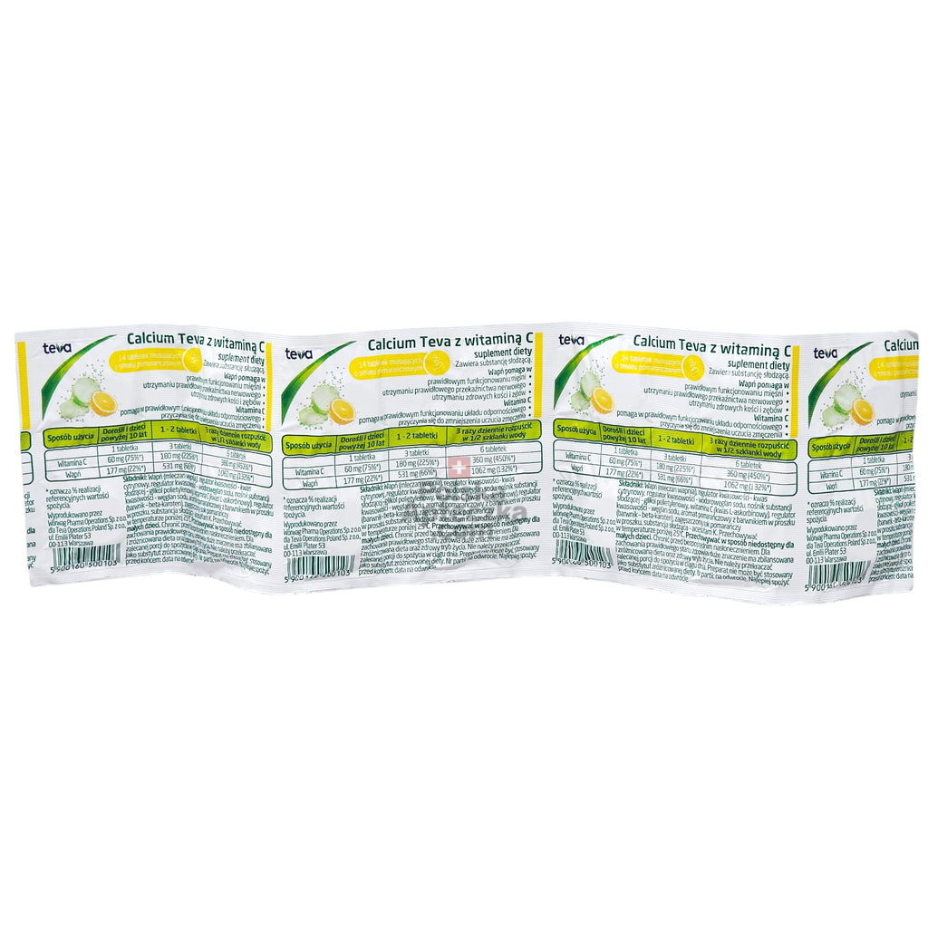 calcium teva ith vitamin c effervescent tablets blister pack