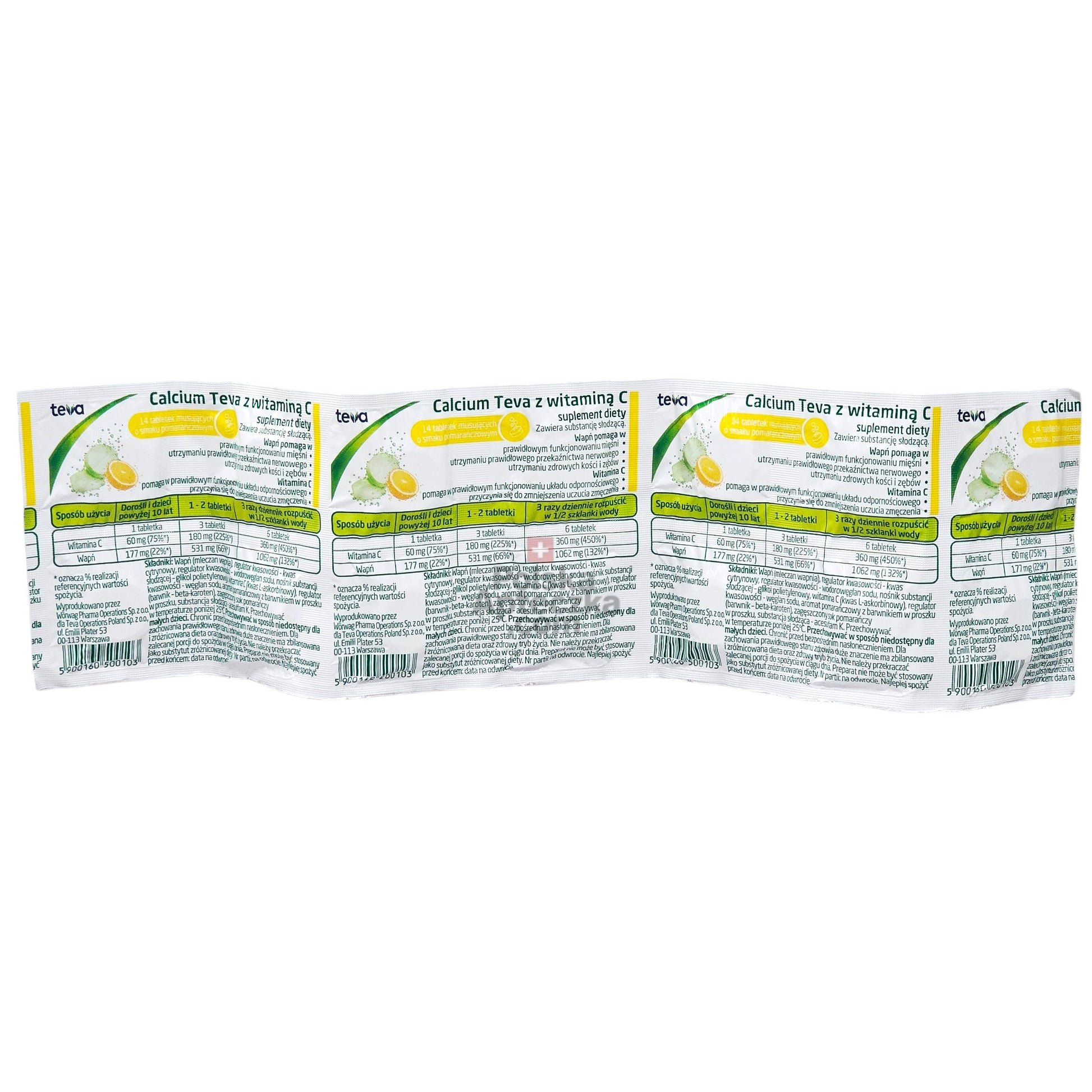 calcium teva ith vitamin c effervescent tablets blister pack