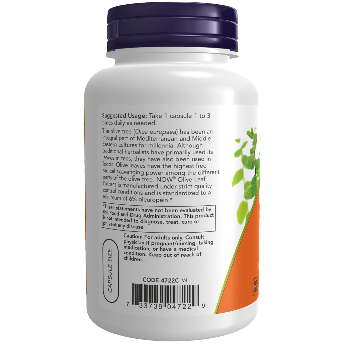 NOW Foods Olive Leaf Extract 500 mg - 120 Veg Capsules – Label details / Etykieta producenta