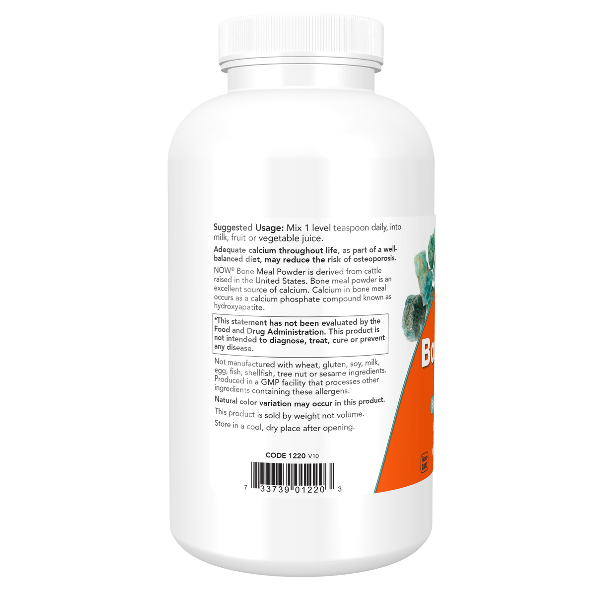 NOW Foods Bone Meal Powder - 1 LB. – Label details / Etykieta producenta