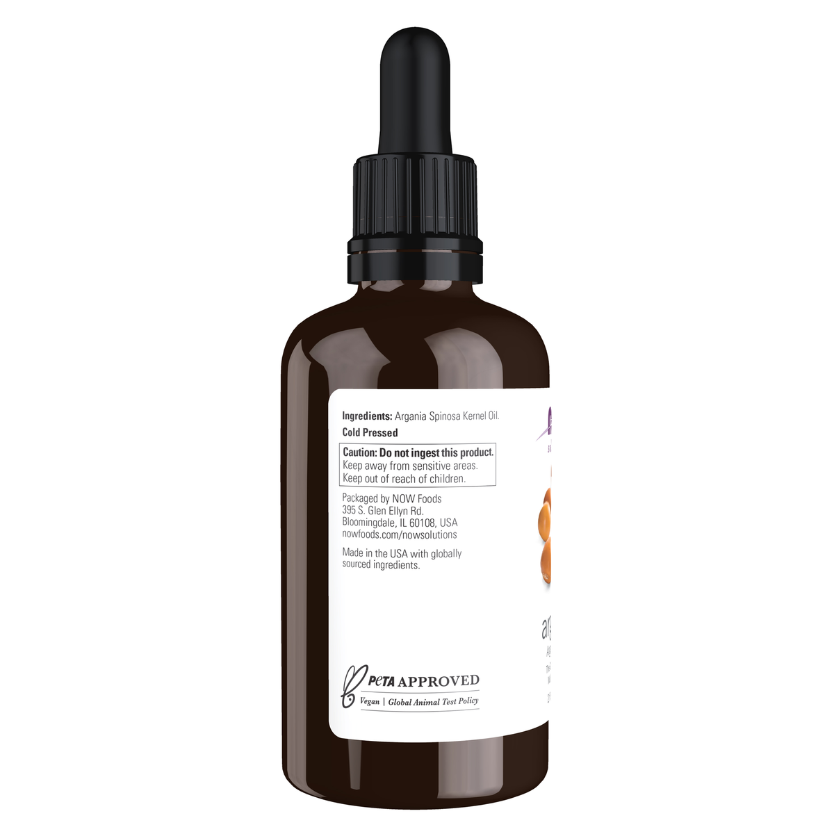 NOW Foods Argan Oil, Pure - 2 fl. oz. – Left label / Etykieta producenta