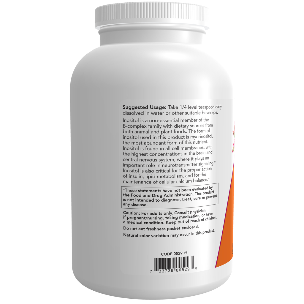 NOW Foods Inositol Powder Vegetarian - 1 lb. – Label details / Etykieta producenta