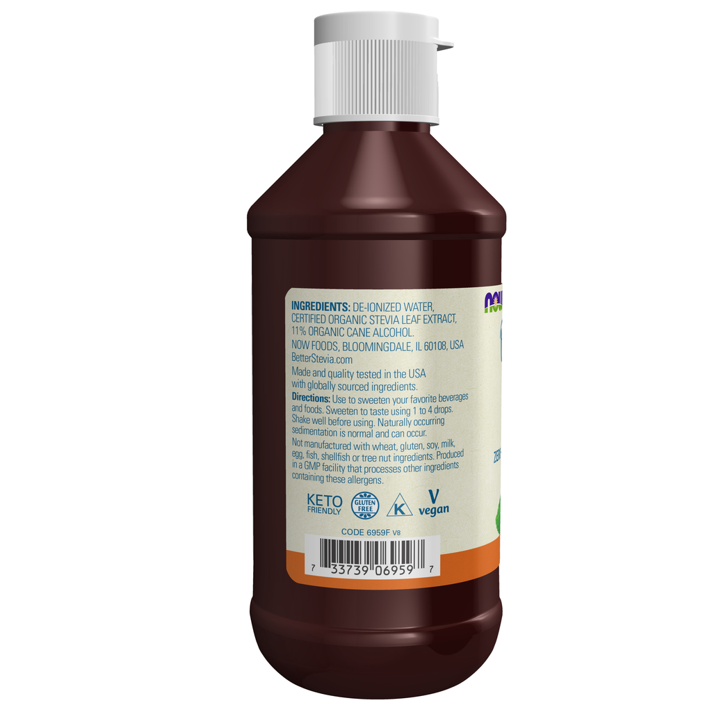 NOW Foods BetterStevia® Liquid, Original - 8 fl. oz. – Label details / Etykieta producenta