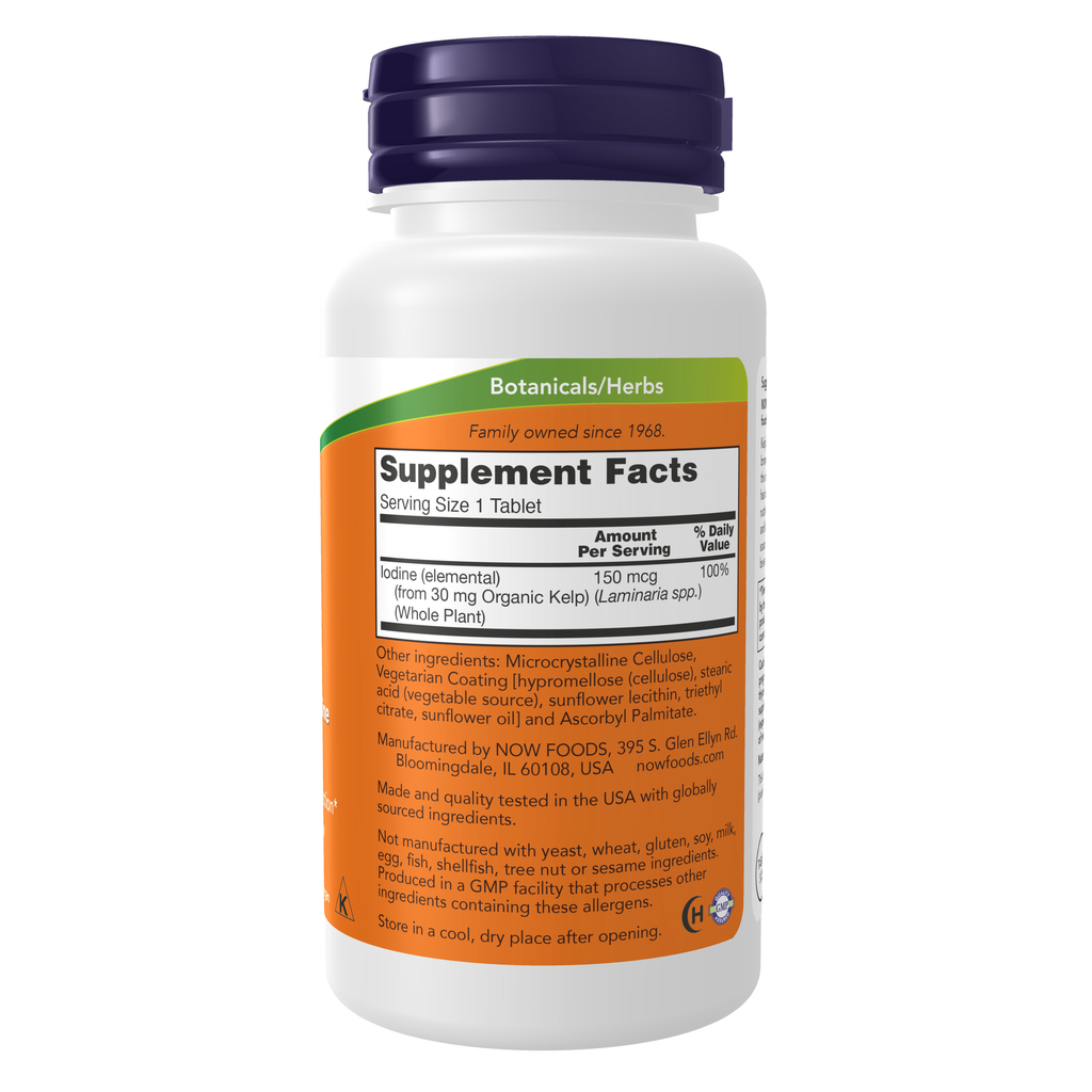 NOW Foods Kelp 150 mcg - 200 Tablets – Right label / Etykieta producenta