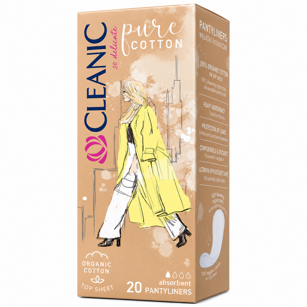3002CL5558 hero 2000 — Cleanic Pure Cotton Panty Liners, 20 Count