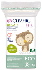 Cleanic Baby Eco Cotton Pads, 60 Count / Baby Eco płatki dla dzieci i niemowląt, 60 szt.