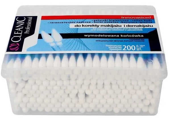 Cleanic Cotton Buds in Rectangular Box, 200 Count / Patyczki kosmetyczne w prostokątnym pudełku, 200 szt.