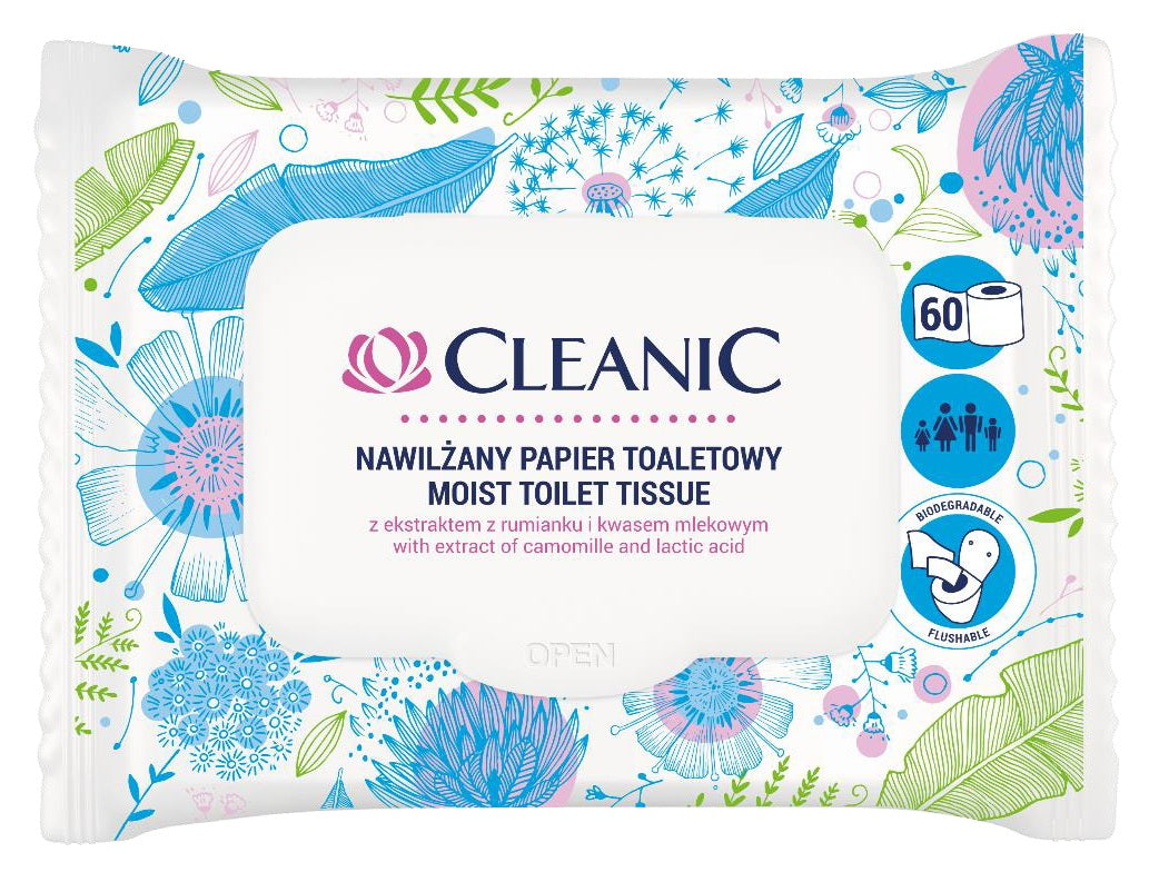 Cleanic Moist Toilet Tissue, 60 Count / Nawilżany papier toaletowy, 60 szt.