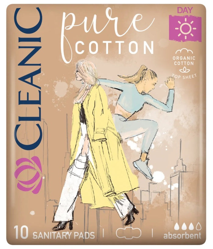 Cleanic Pure Cotton Day Pads, 10 Count / Pure Cotton podpaski na dzień, 10 szt.