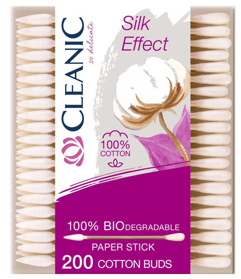 Cleanic Silk Effect Cotton Buds, 200 Count / Patyczki kosmetyczne Silk Effect, 200 szt.